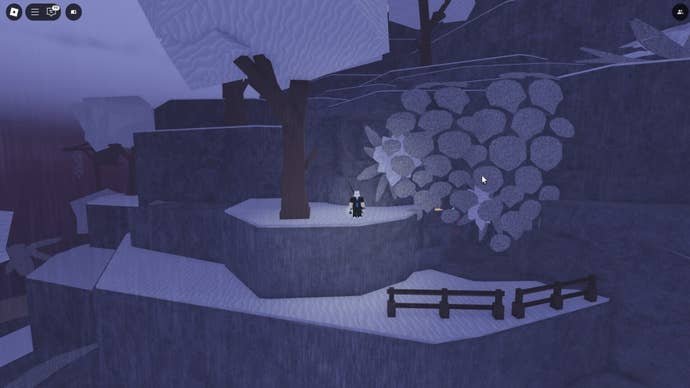 The player stands beside a cave at Ancient Isle in Fisch