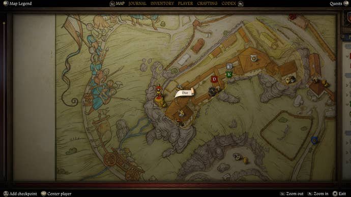 A map screen showing the location of the book in the Opus Magnum quest in Kingdom Come Deliverance 2.