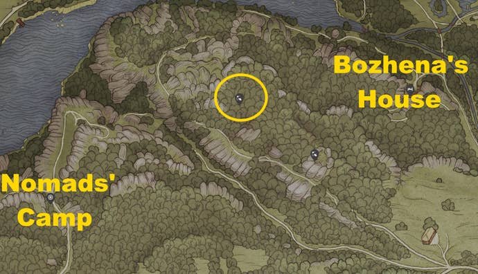 A map image showing where to find Brunswick's fourth treasure map location in Kingdom Come Deliverance 2