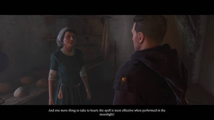 Henry discussing demons around Trosky Castle with the cook Bertha in Kingdom Come Deliverance 2.