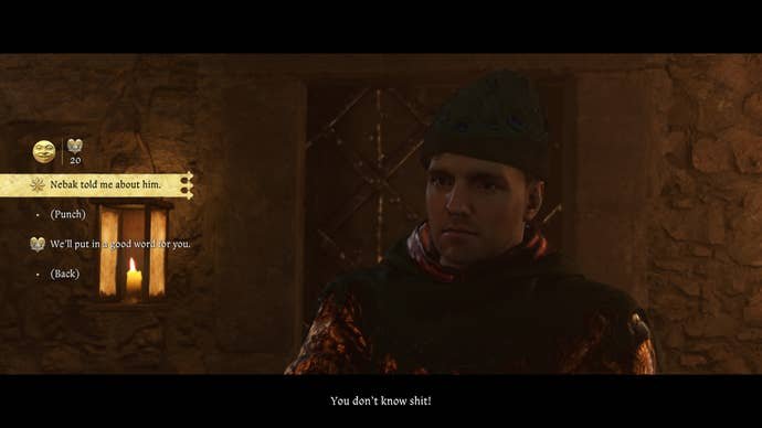 Henry using prior knowledge to break the prisoner's resolve during the Necessary Evil quest in Kingdom Come Deliverance 2.