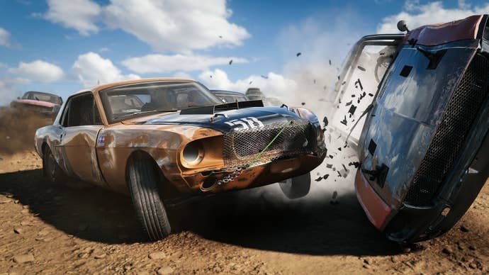 One car ploughs into another in Wreckfest 2
