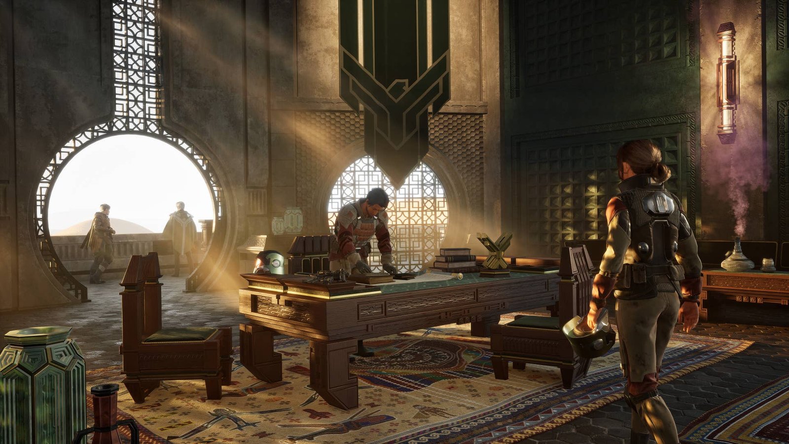 Dune Awakening Atreides people around desk.